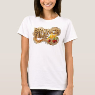 Snappy Orange BRUNCH TIME Artistic Motif T-Shirt