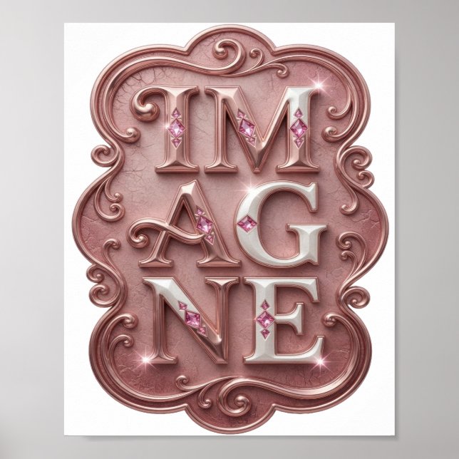 Snappy Pink IMAGINE Text Design Poster (Front)