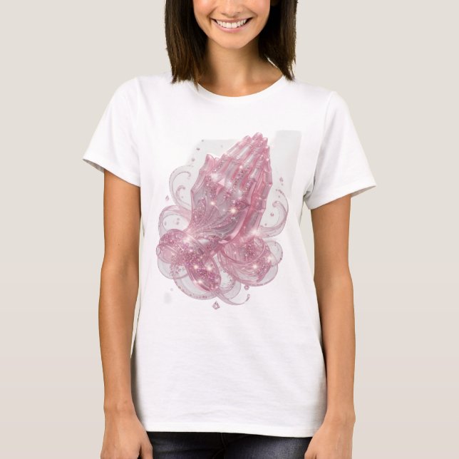 Snappy Pink PRAYING HANDS Tee (Front)