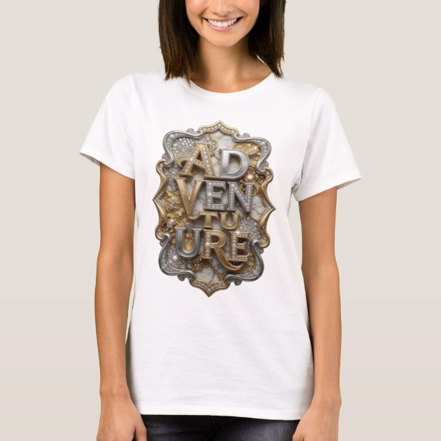 Snappy Silver ADVENTURE Text Design T-Shirt (Front)