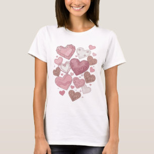 Snappy Silver HEARTS AND STARS Artistic Motif T-Shirt