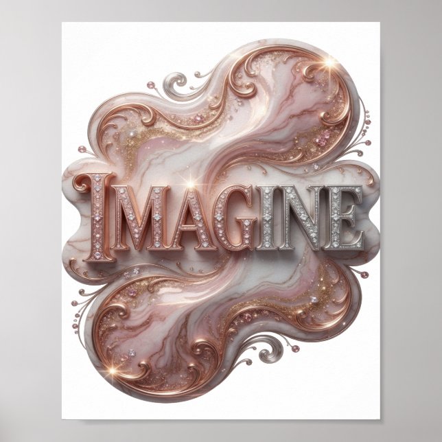 Snappy Silver IMAGINE Text Design Poster (Front)
