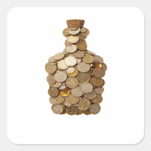 Snappy Silver MONEY BOTTLE Decal Art Square Sticker