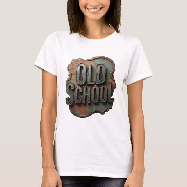 Snappy Silver OLD SCHOOL Print T-Shirt (Front)