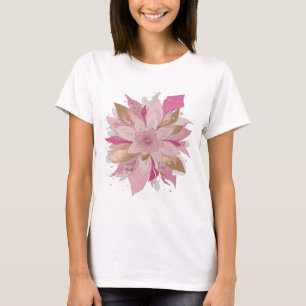 Snappy Silver PINK FLOWER Slogan Design T-Shirt