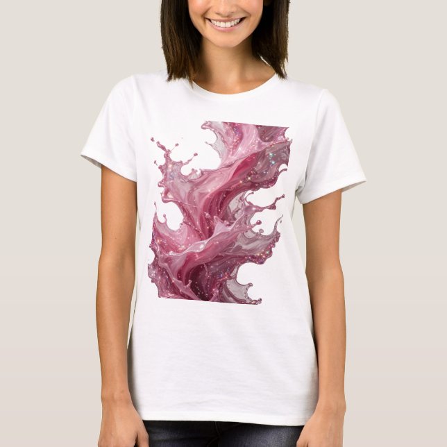 Snappy Silver PINK LIQUID SPLASH Graphic Tee (Front)