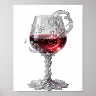 Snappy Silver RED WINE GLASS Poster