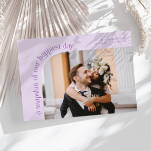 Snapshot Happiest Day Lilac Wedding Photo Thank You Card
