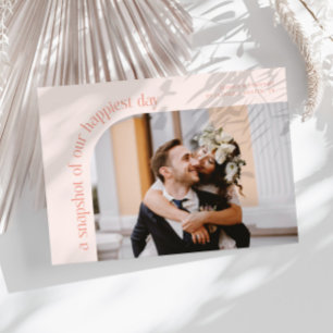 Snapshot Happiest Day Peach Wedding Photo Thank You Card