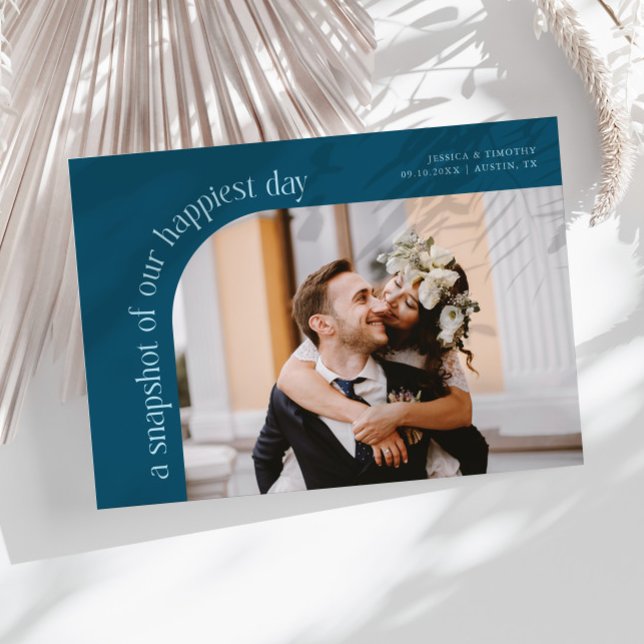 Snapshot Happiest Day Teal Wedding Photo Thank You Card (Creator Uploaded)