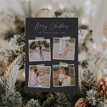 Snapshot | Merry Christmas 4 Photo Holiday Card<br><div class="desc">Add casual elegance to your holiday greetings with these beautiful cards designed to accommodate four square photos. Strips of tape lend a cool snapshot feel to this simple and elegant design (note: tape is a printed image, not actual adhesive affixed to the product). "Merry Christmas" appears in off white hand...</div>