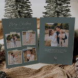 Snapshot | Merry Christmas 5 Photo Holiday Card<br><div class="desc">Add casual elegance to your holiday greetings with these beautiful cards designed to accommodate four square photos. Strips of tape lend a cool snapshot feel to this simple and elegant design (note: tape is a printed image, not actual adhesive affixed to the product). "Merry Christmas" appears in off white hand...</div>
