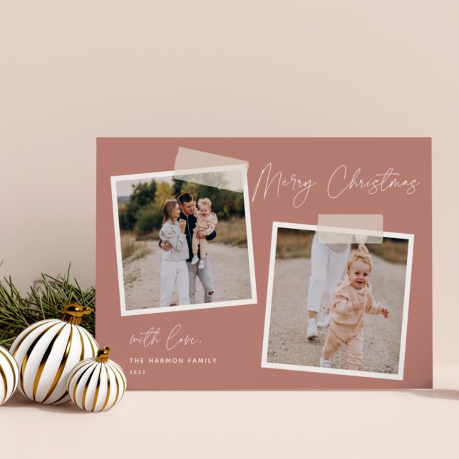 Snapshot | Merry Christmas Two Photo Holiday Card (Creator Uploaded)