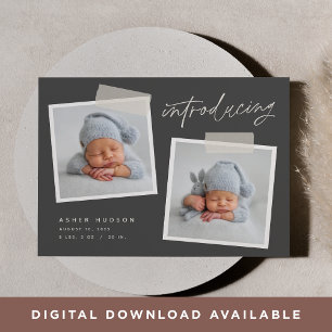 Snapshot   Modern Casual Two Photo Birth Announcement