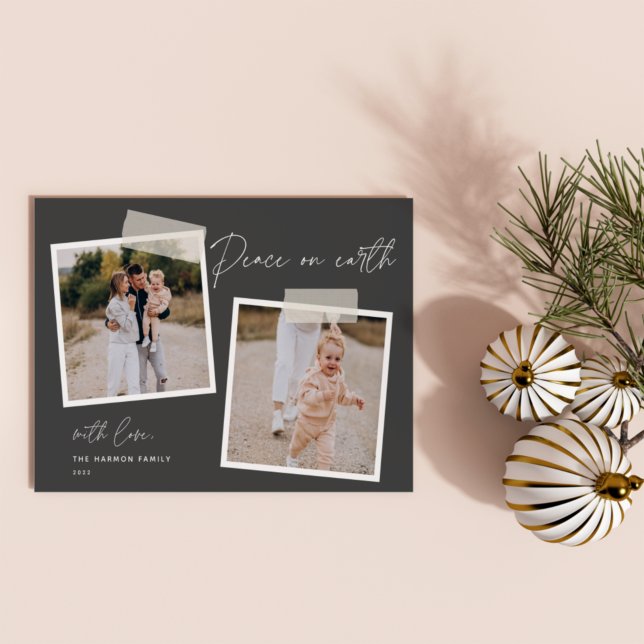 Snapshot | Peace on Earth Two Photo Holiday Card (Creator Uploaded)