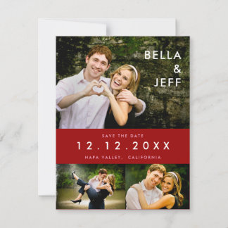 Snapshots Wedding in Red Save the Date Card