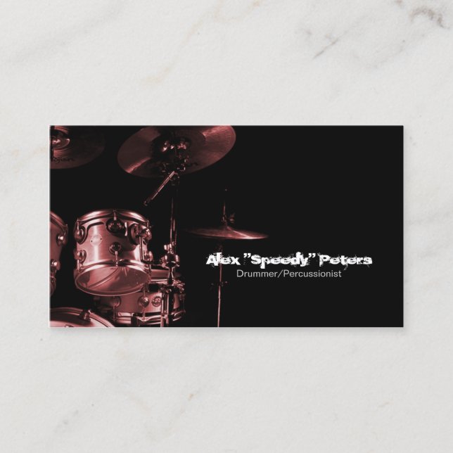 Snare and Tom Red Drummer Business Card (Front)
