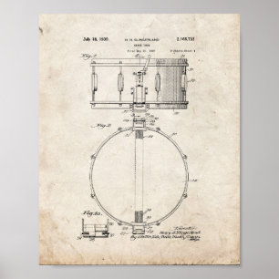 Snare Drum Patent - Old Look Poster