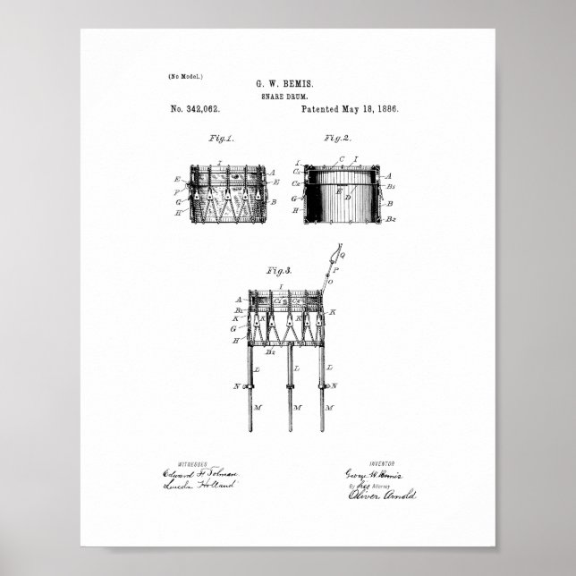 Snare Drum Patent Poster (Front)