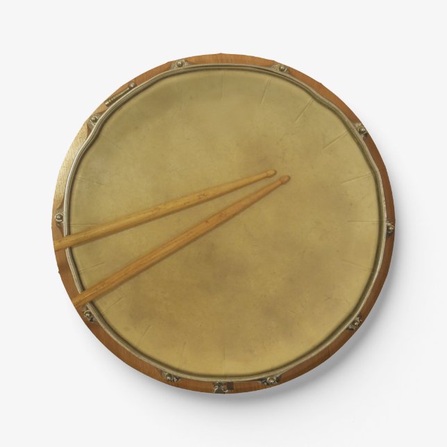 Snare Drum with Sticks Paper Plate (Front)