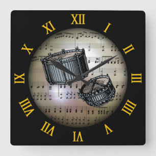 Snare Drums ~ Background “The Musical Planet” * ~ Square Wall Clock