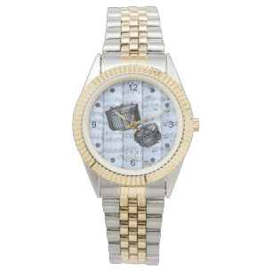 Snare Drums ~ Rolled Sheet Music ~ Blue Tint Back  Watch