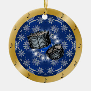 Snare Drums ~ Silver ~ Blue ~ Gold ~ Christmas ~ Ceramic Tree Decoration