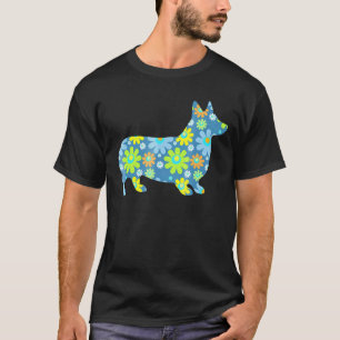 Snarky Awesomeness Corgi Flower Power Silhoutte Te T-Shirt