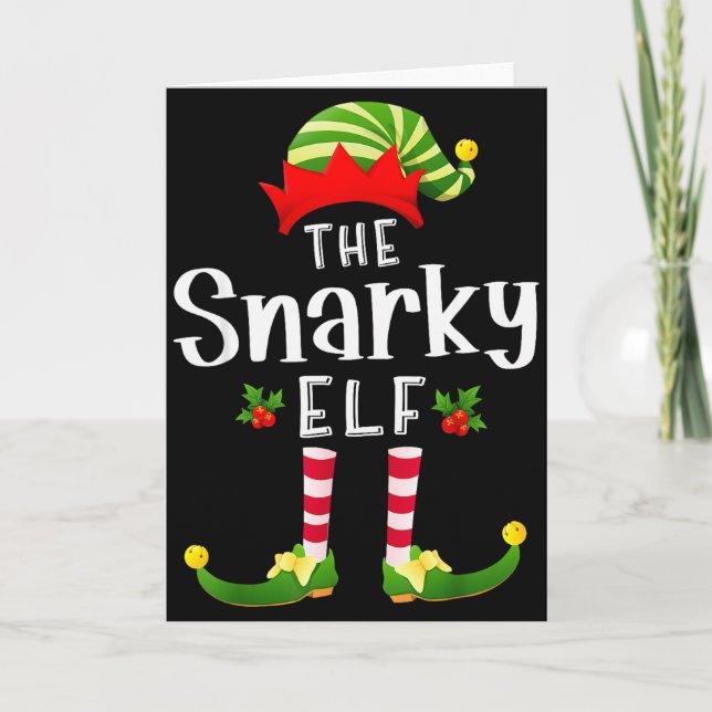 Snarky Christmas Elf Matching Pajama X-mas Party  Card (Front)