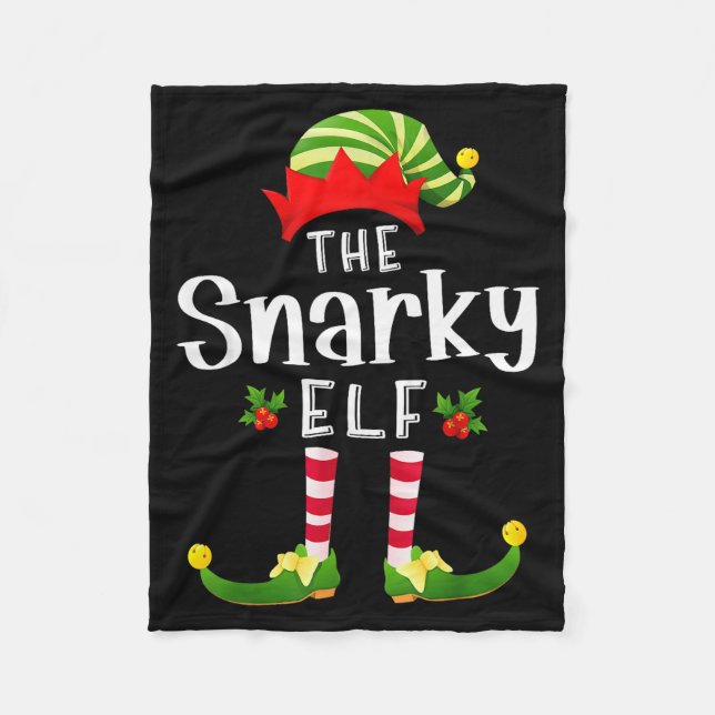 Snarky Christmas Elf Matching Pajama X-mas Party  Fleece Blanket (Front)