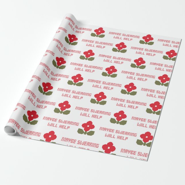 Snarky Cross Stitch Funny Adult Humour Irreverent Wrapping Paper (Unrolled)