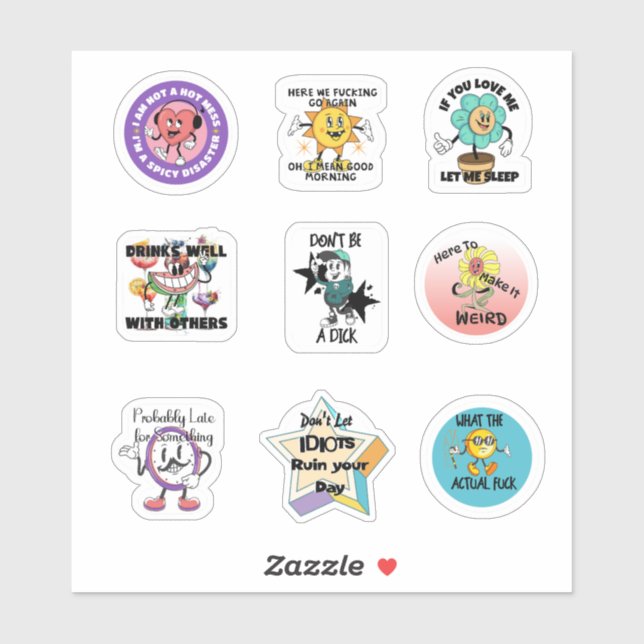 Snarky Funny Vinyl Stickers (Sheet)