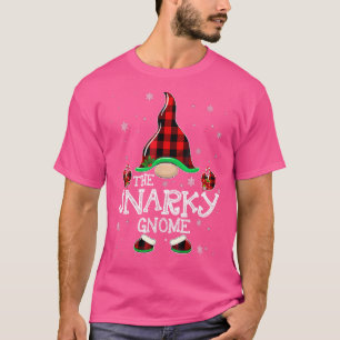 Snarky Gnome Buffalo Plaid Matching Family Christm T-Shirt