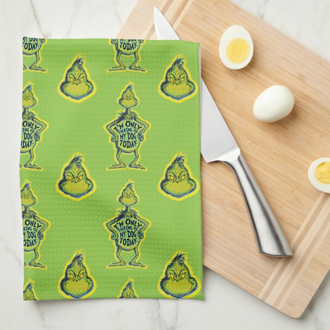 Snarky Grinch | Funny I'm Only Talking to My Dog T Tea Towel (Quarter Fold)