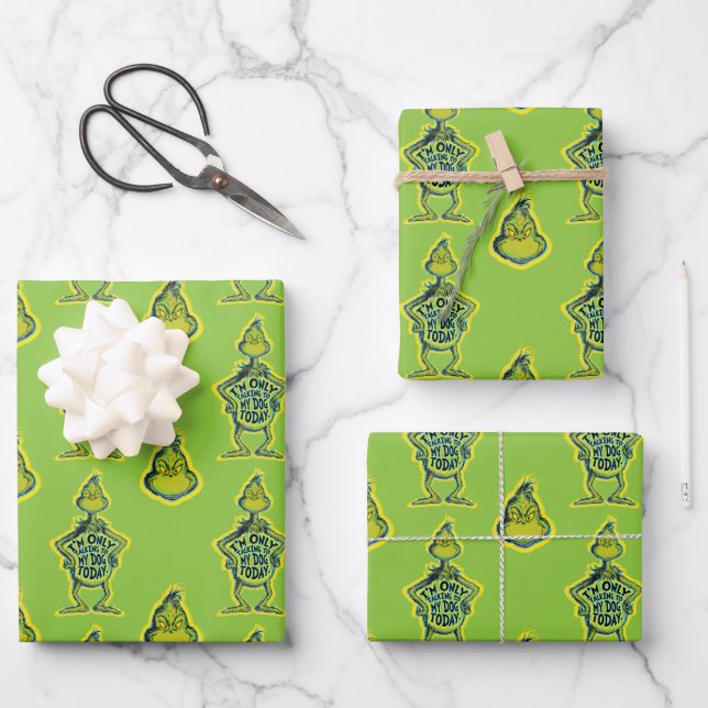 Snarky Grinch | Funny I'm Only Talking to My Dog T Wrapping Paper Sheet (Front)