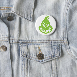 Snarky Grinch   Grinch Face 6 Cm Round Badge