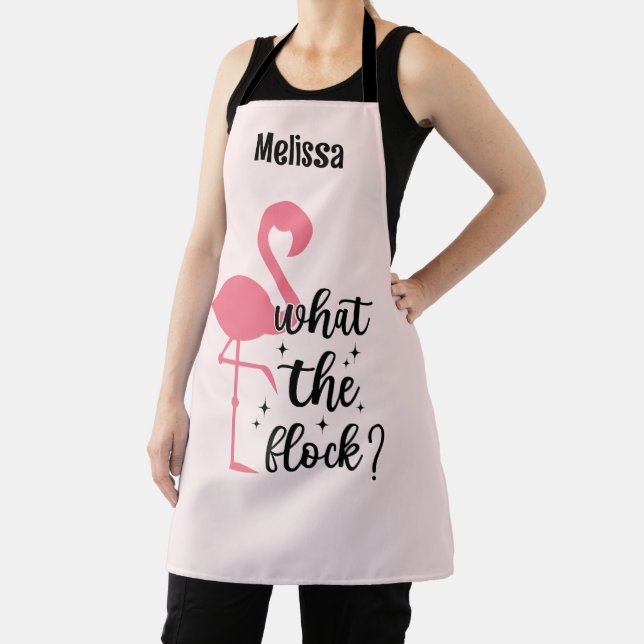 Snarky Pink What the Flock Flamingo Personalised Apron (Insitu)
