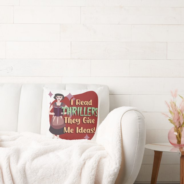 Snarky Thriller Genre Reader Retro Housewife Cushion (Couch)