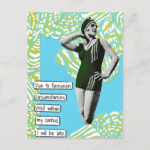 Snarky Vacation Postcard I Will Be Late