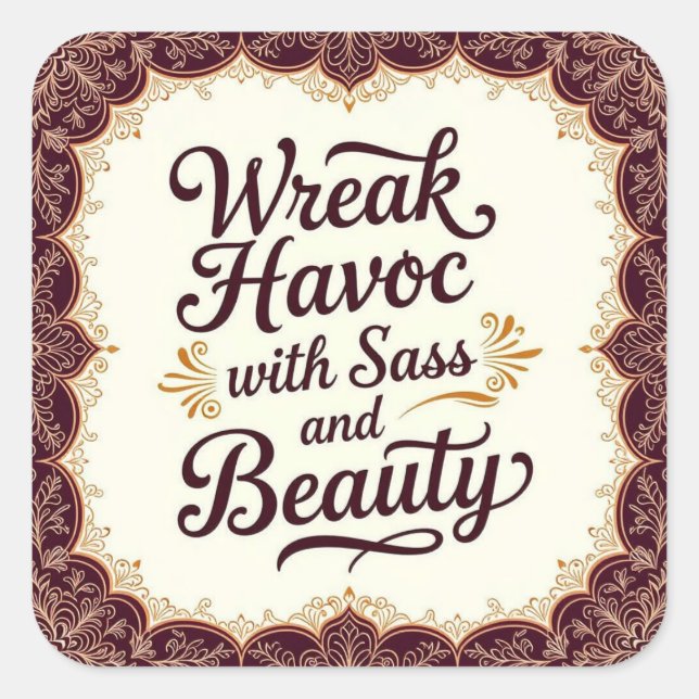 Snarky Wreak Havoc with Sass and Beauty Sticker (Front)