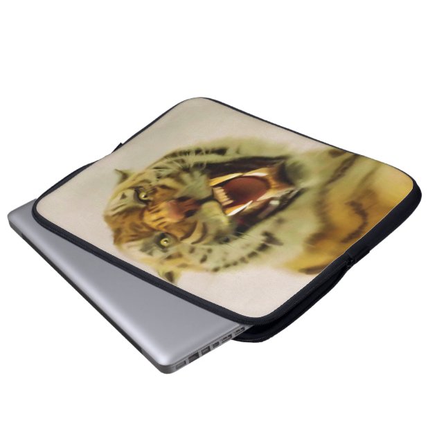 Snarling Bengal Tiger Big Cat Wildlife Art Laptop Sleeve (Front Bottom)