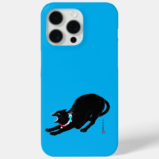 Snarling Hissing Black Japanese Cat Case-Mate iPhone Case (Back)