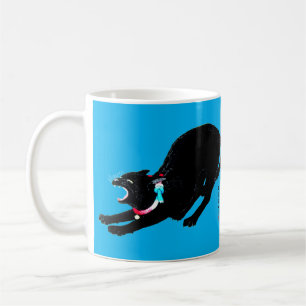 Snarling Hissing Black Japanese Cat Coffee Mug