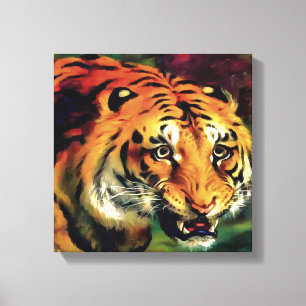 Snarling Tiger Artistic Portrait Canvas Print