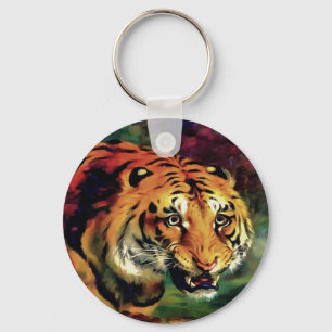 Snarling Tiger Artistic Portrait Key Ring