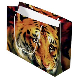 Snarling Tiger Artistic Portrait Large Gift Bag