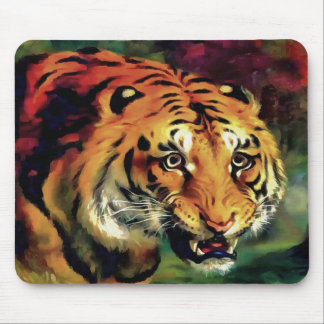 Snarling Tiger Artistic Portrait Mouse Mat
