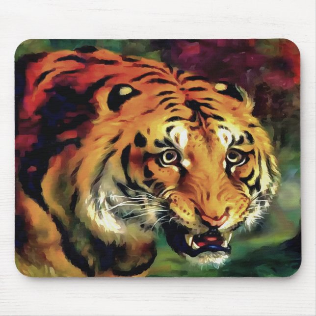 Snarling Tiger Artistic Portrait Mouse Mat (Front)