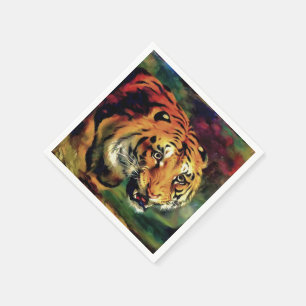 Snarling Tiger Artistic Portrait Napkin