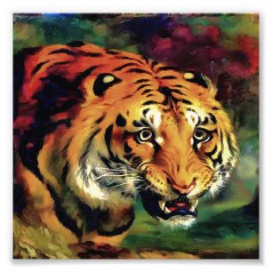 Snarling Tiger Artistic Portrait Photo Print